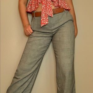 LOFT Black & White Plaid Pants